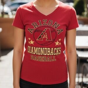 Arizona Diamondbacks Baseball Women's V-Neck T-Shirt‎ Red Size Small